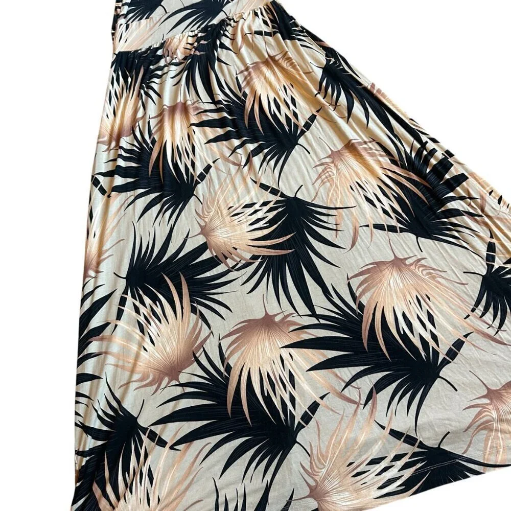 Soft Surroundings Tropical Print Sleeveless Dress Neutral Size Medium Women's